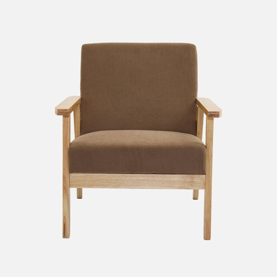 Poltrona scandinava in legno e velluto a coste