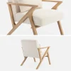 Poltrona scandinava in legno di hevea e bouclé