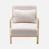 Poltrona scandinava in legno e tessuto bouclé
