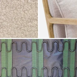 Poltrona scandinava in legno e tessuto bouclé
