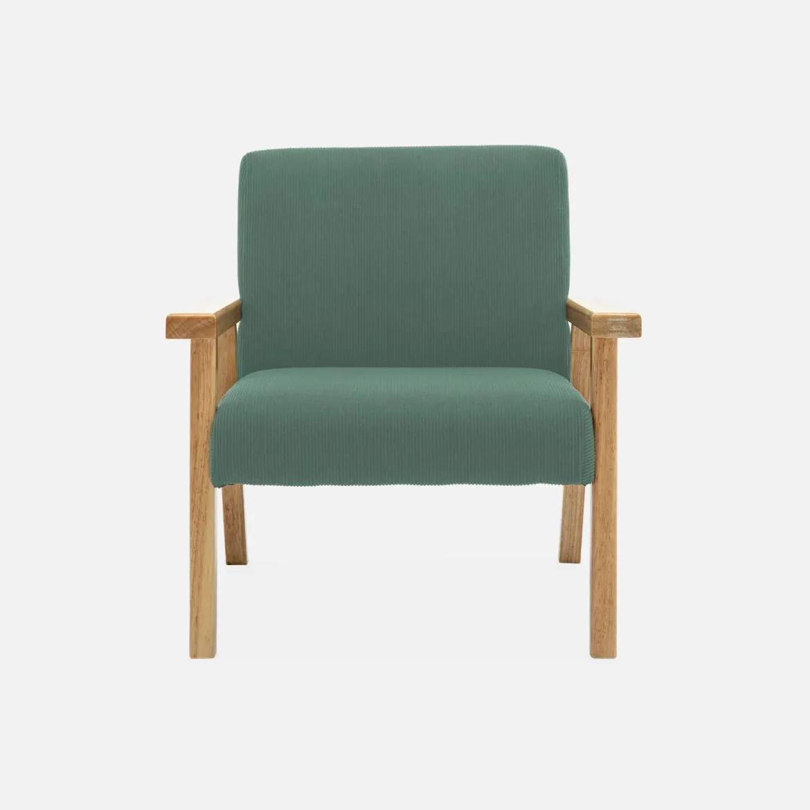 Poltrona scandinava per bambini in velluto a coste e legno di hevea