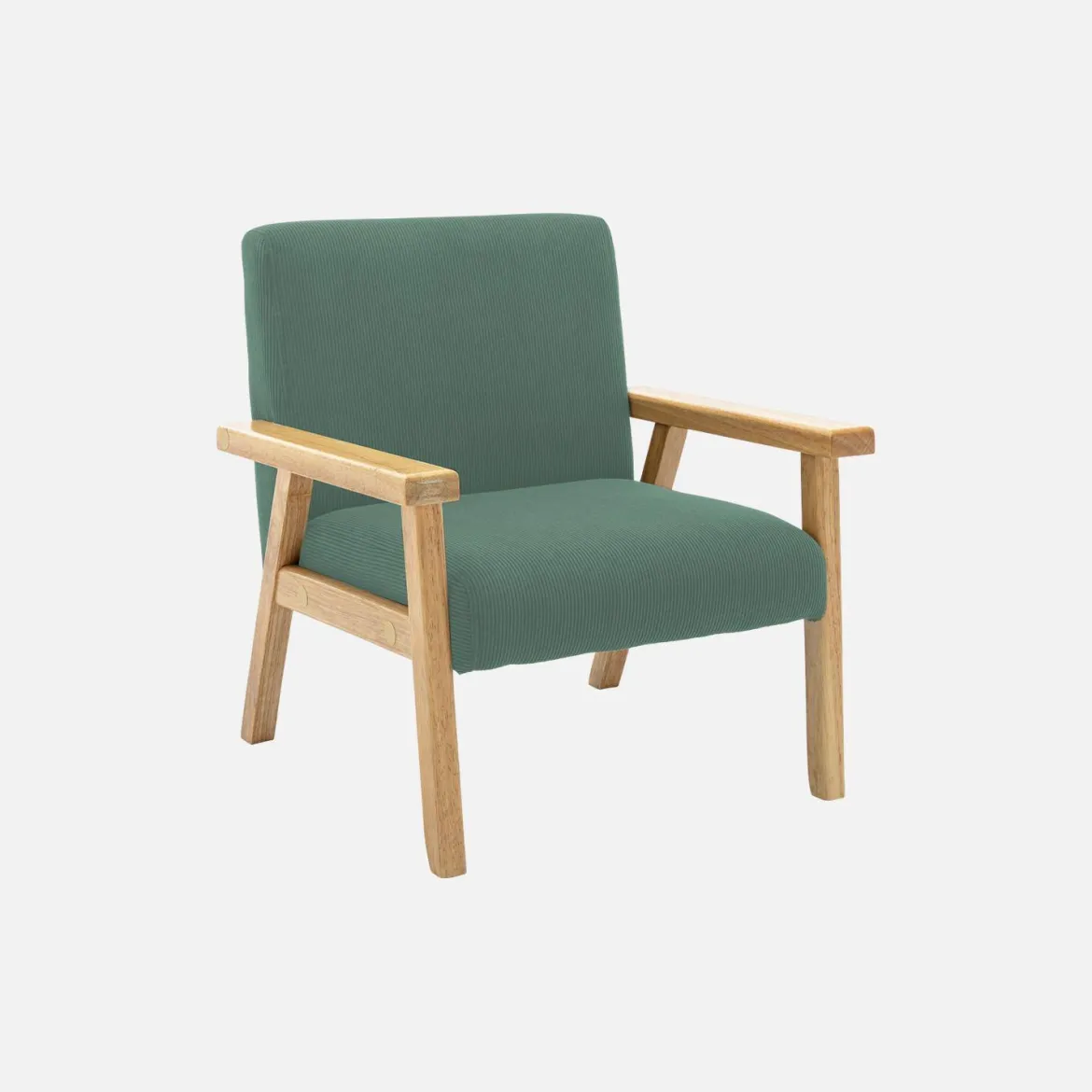 Poltrona scandinava per bambini in velluto a coste e legno di hevea