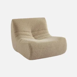 Poltrona senza braccioli in tessuto effetto alpaca