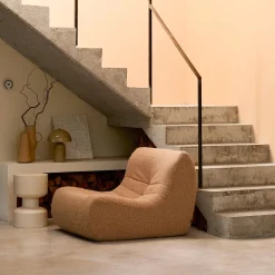 Poltrona senza braccioli in tessuto effetto alpaca