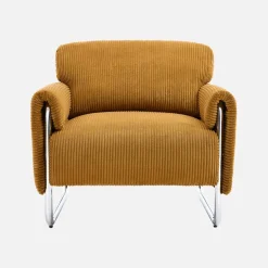 Poltrona vintage in velluto a coste con struttura cromata