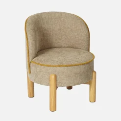 Poltrona vintage per bambini in tessuto ciniglia e legno di hevea