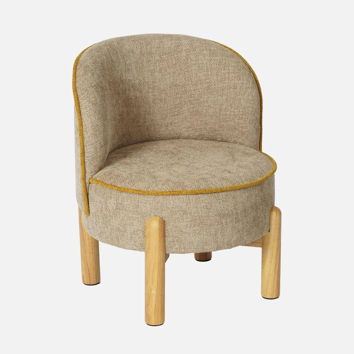 Poltrona vintage per bambini in tessuto ciniglia e legno di hevea
