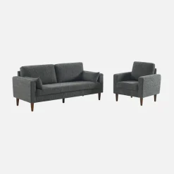 Poltrona in legno di hevea e ciniglia