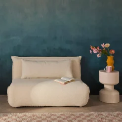 Poltrona letto convertibile bouclé strutturata, 2 posti