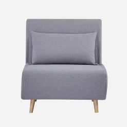 Poltrona letto convertibile tessuto con piedi in legno