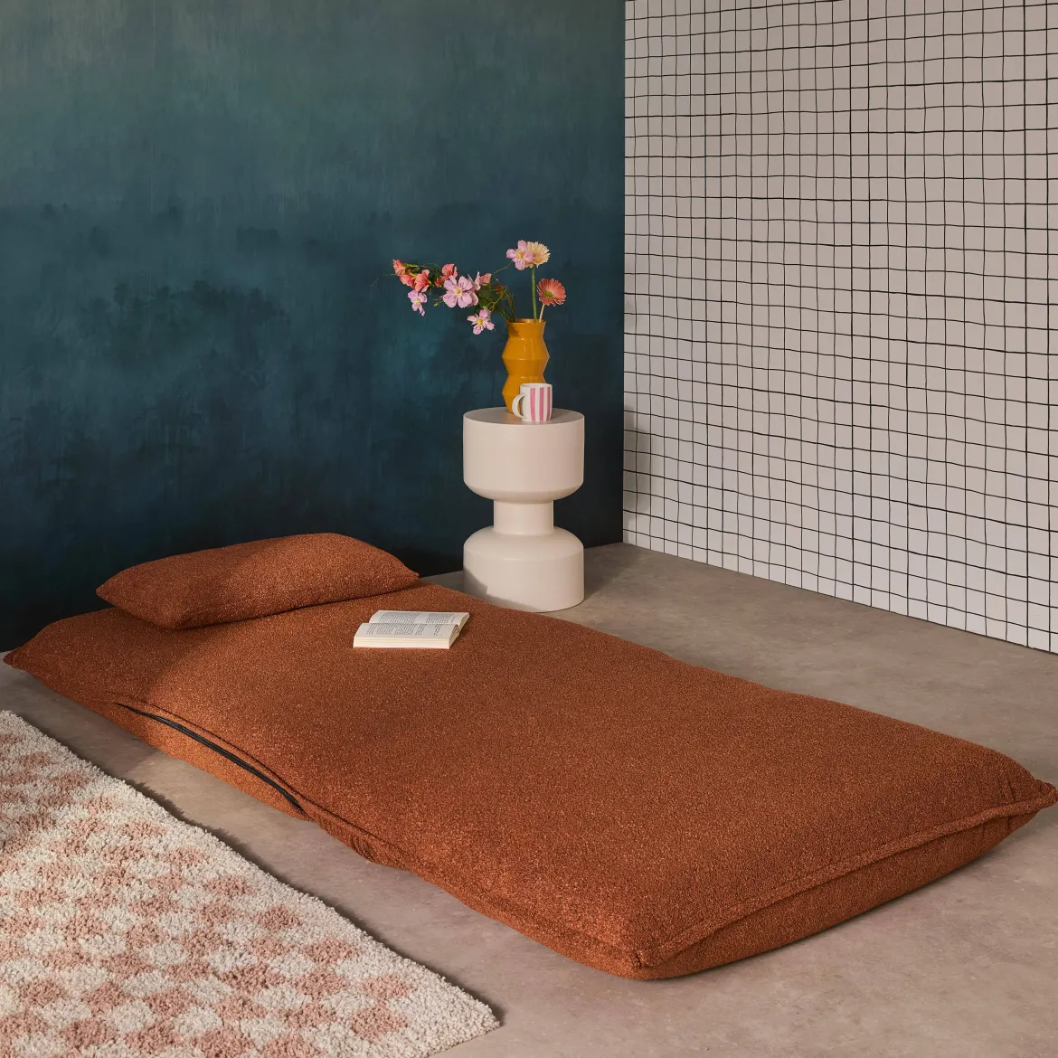 Poltrona letto trasformabile bouclé testurizzato
