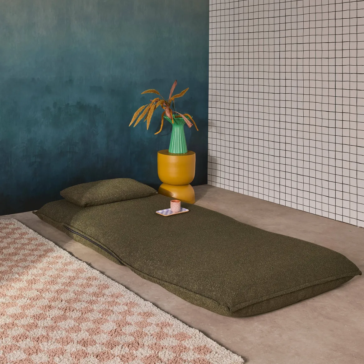 Poltrona letto trasformabile bouclé testurizzato