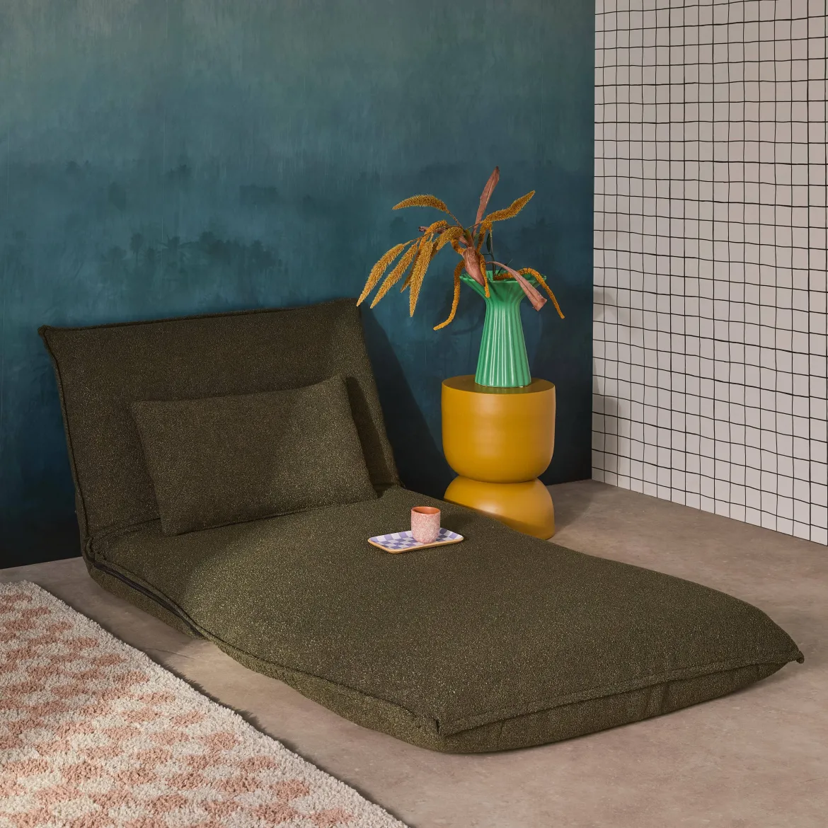 Poltrona letto trasformabile bouclé testurizzato