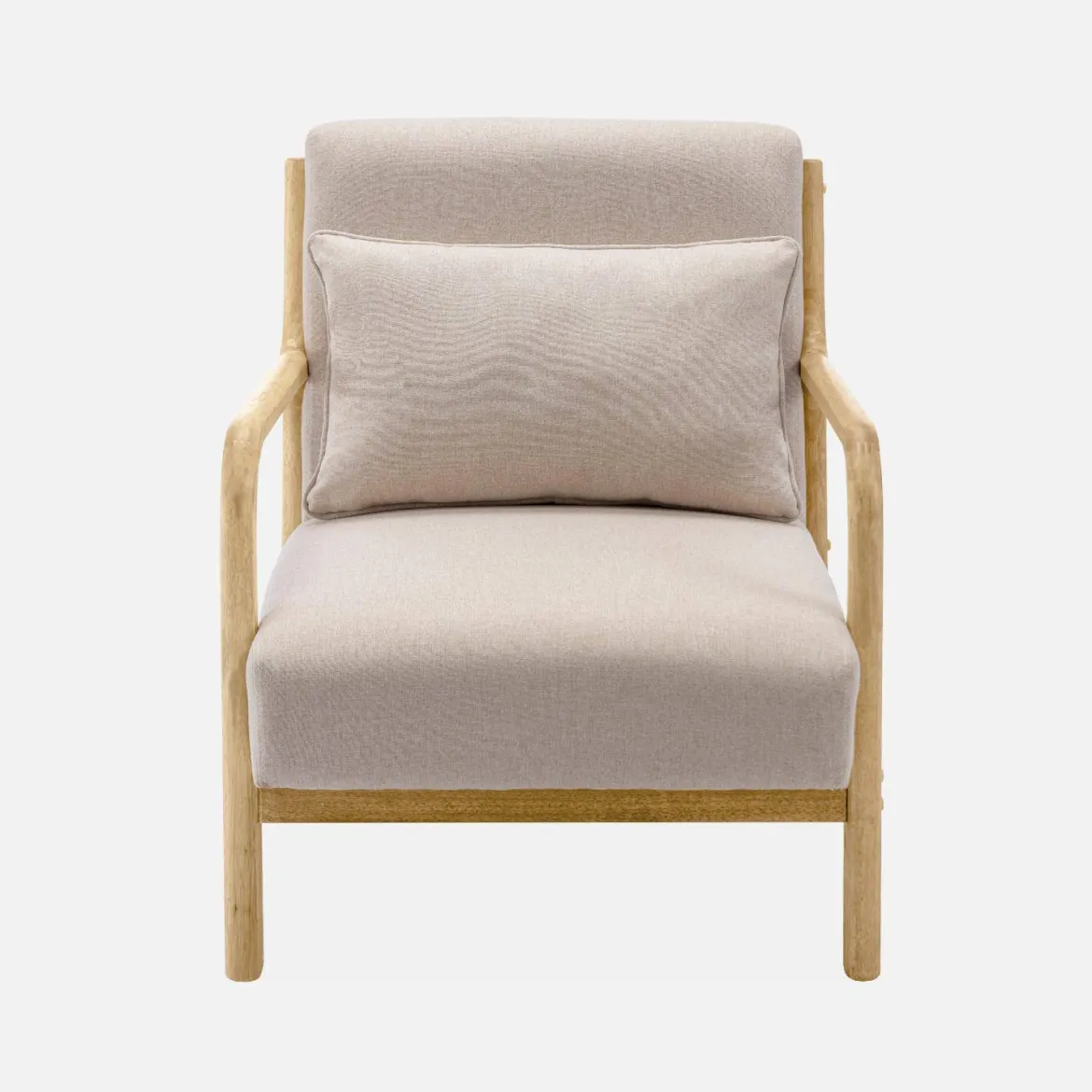 Poltrona scandinava in legno e tessuto con braccioli