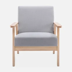 Poltrona scandinava in legno e tessuto