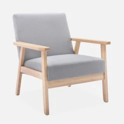 Poltrona scandinava in legno e tessuto