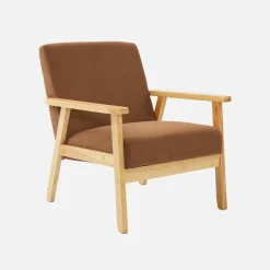 Poltrona scandinava in legno e velluto a coste