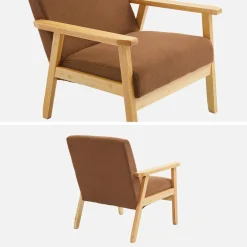 Poltrona scandinava in legno e velluto a coste