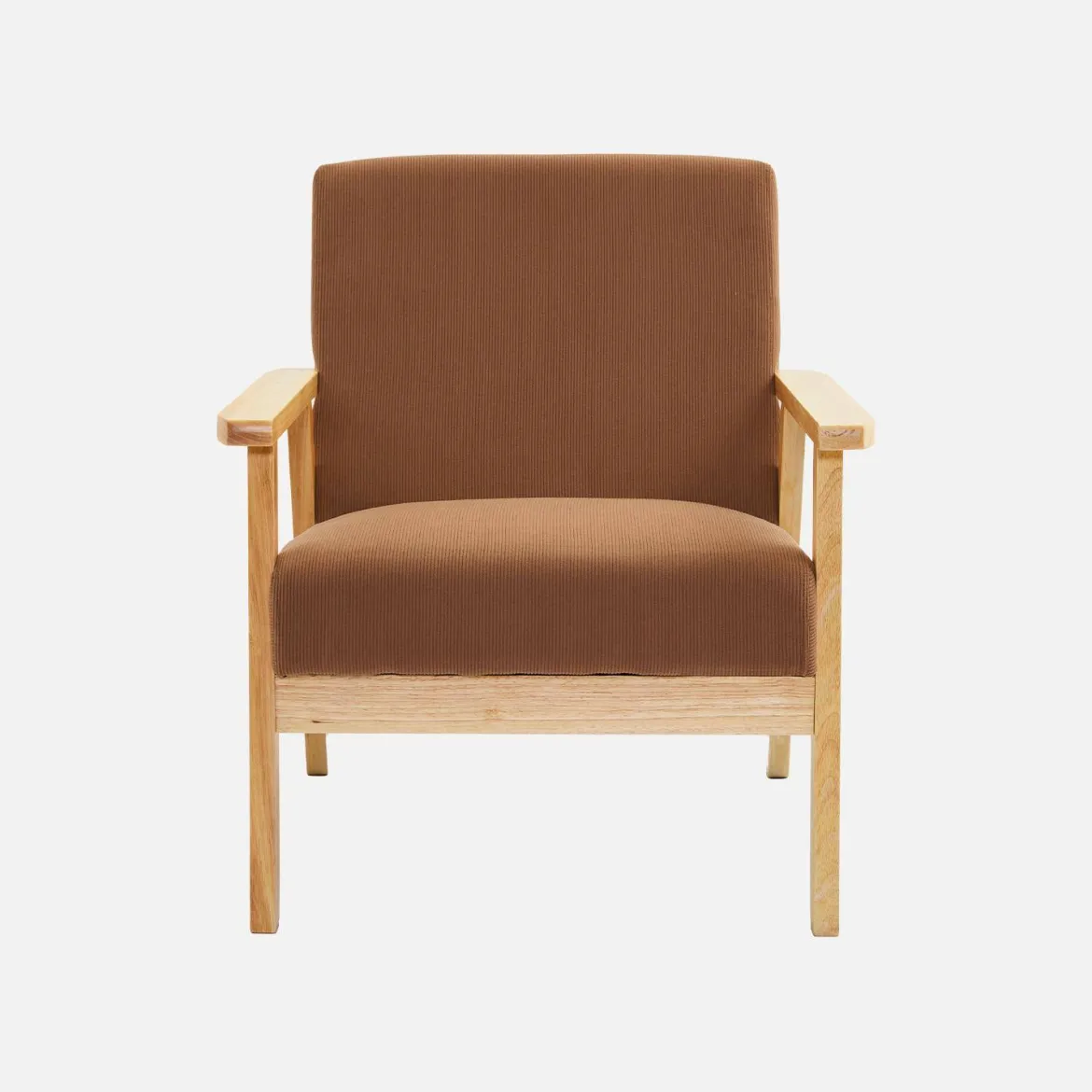 Poltrona scandinava in legno e velluto a coste