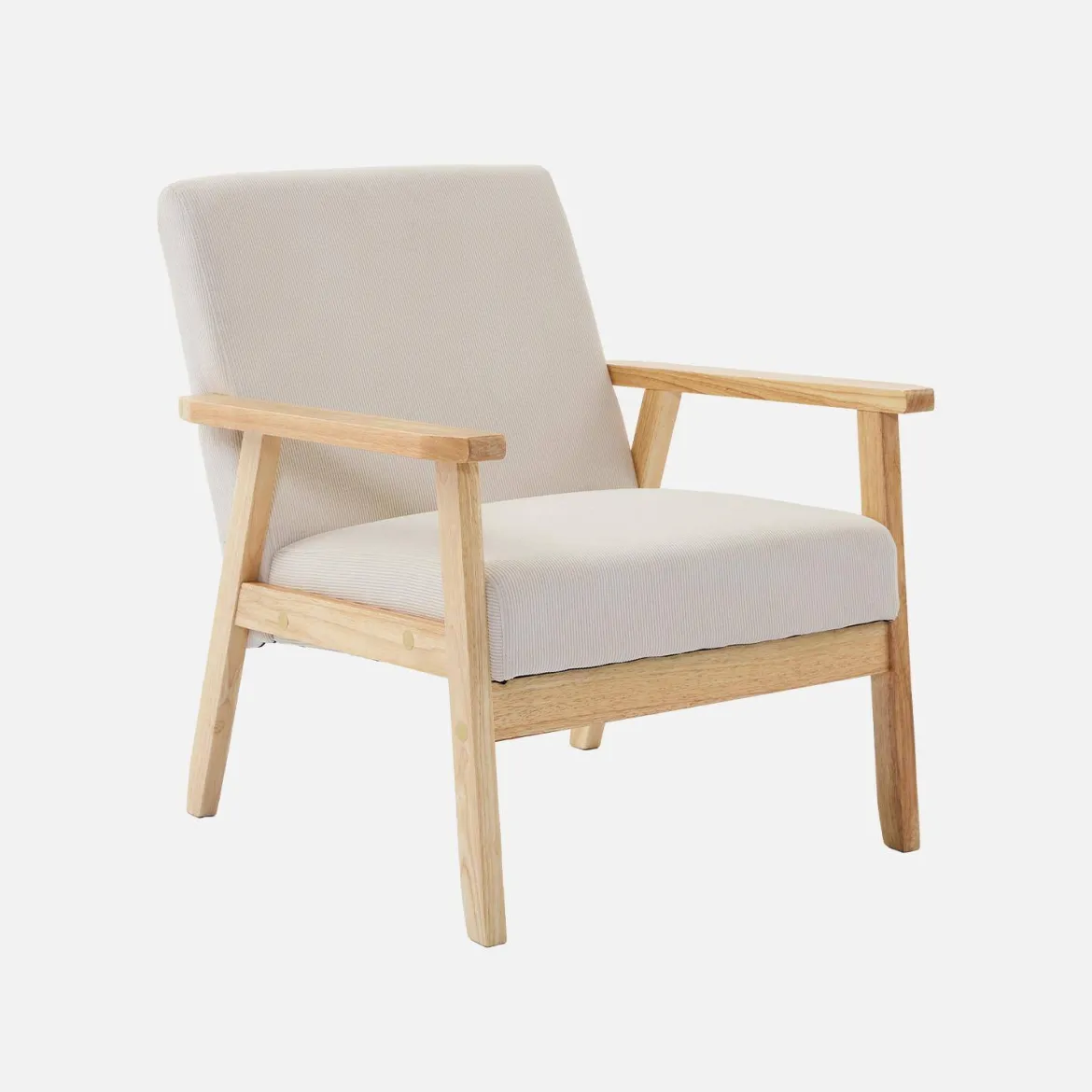 Poltrona scandinava in legno e velluto a coste