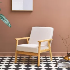 Poltrona scandinava in legno e velluto a coste