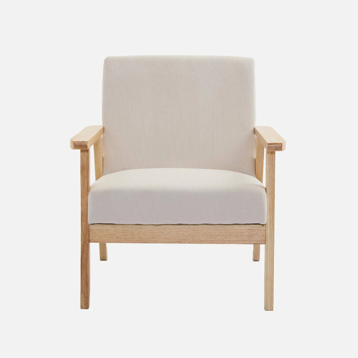 Poltrona scandinava in legno e velluto a coste