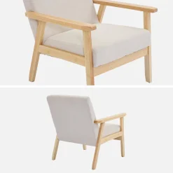 Poltrona scandinava in legno e velluto a coste