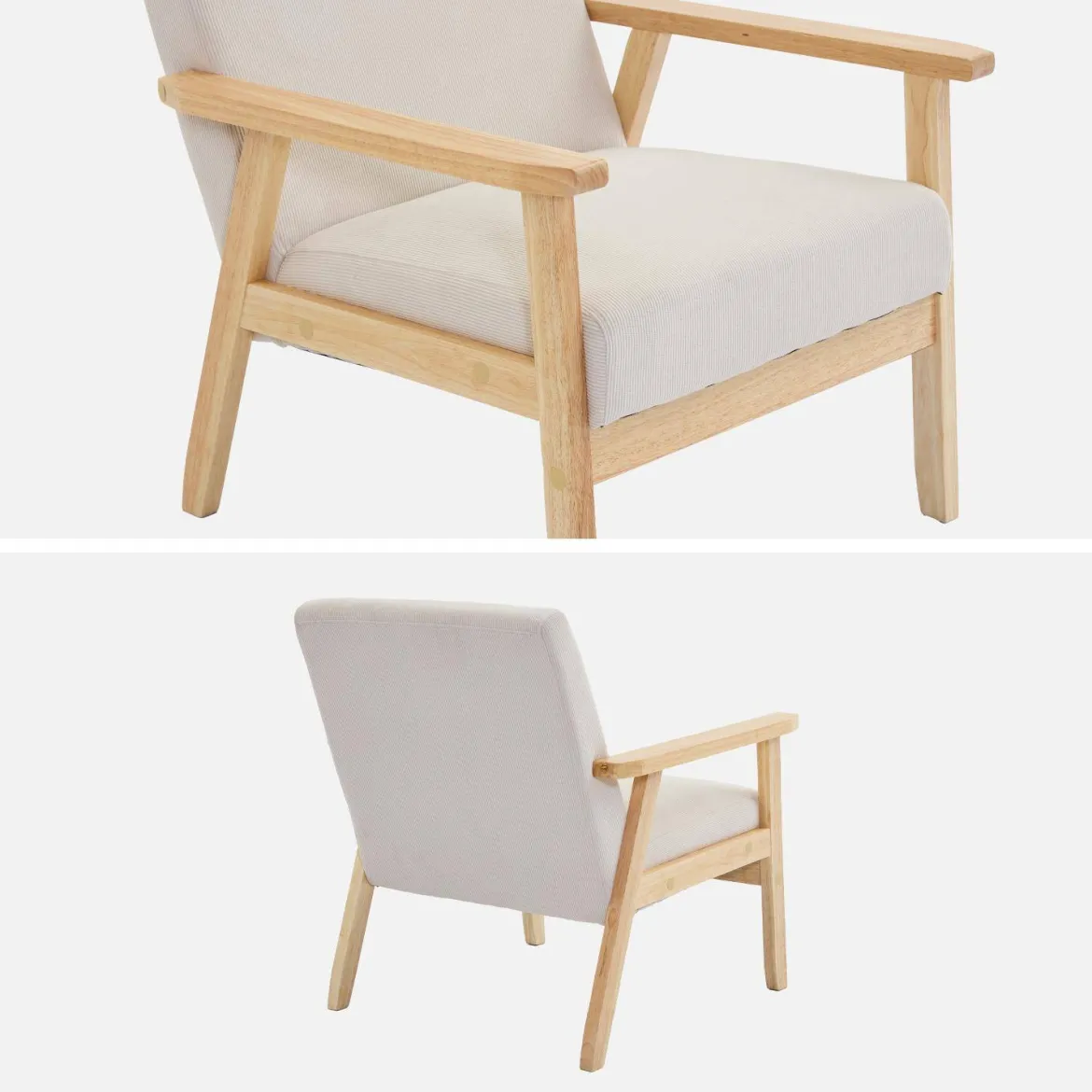 Poltrona scandinava in legno e velluto a coste