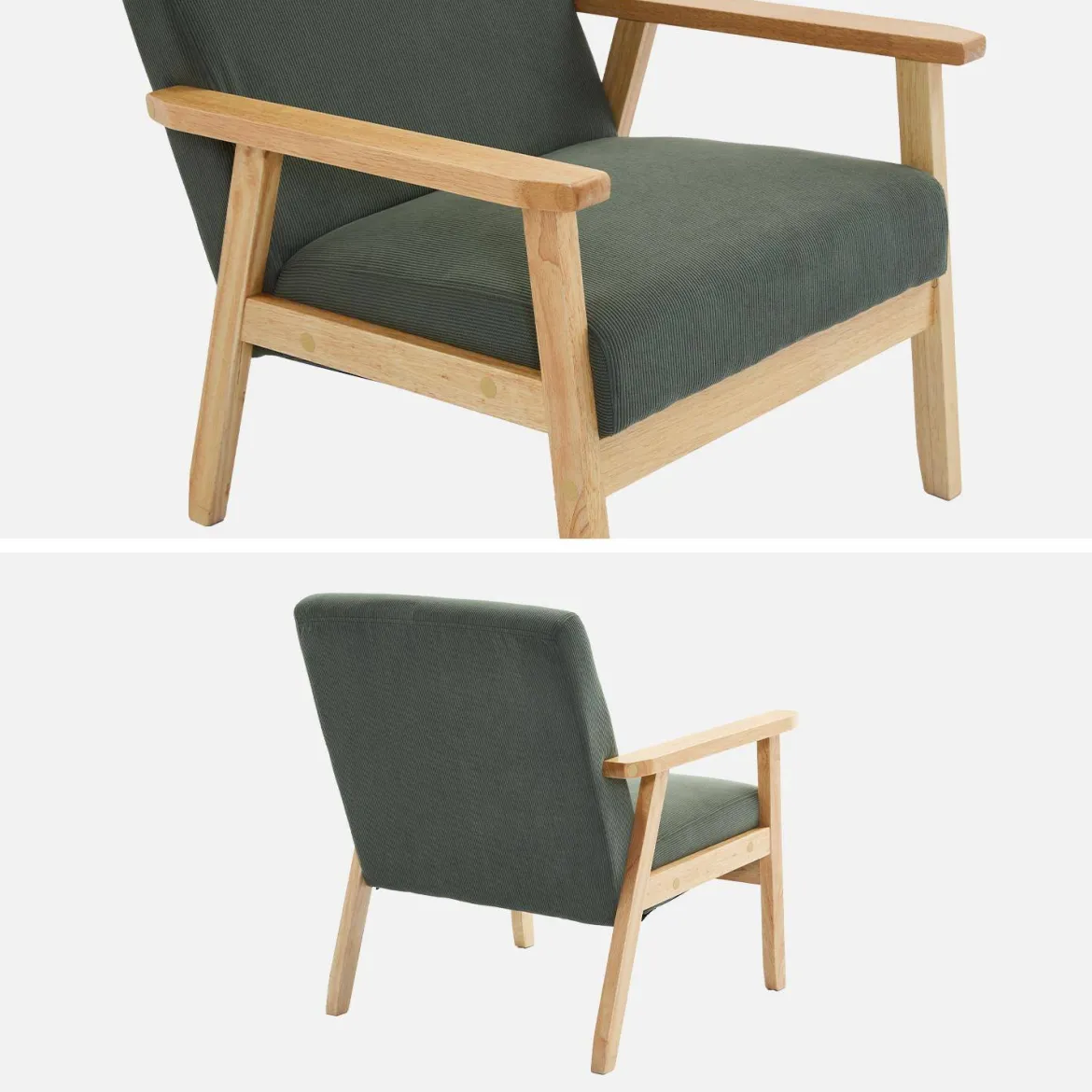 Poltrona scandinava in legno e velluto a coste