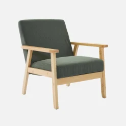 Poltrona scandinava in legno e velluto a coste