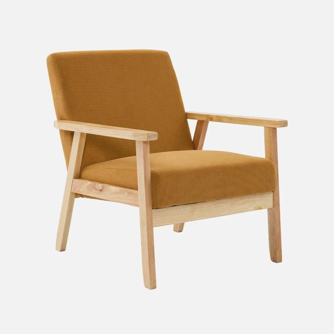 Poltrona scandinava in legno e velluto a coste