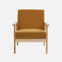 Poltrona scandinava in legno e velluto a coste