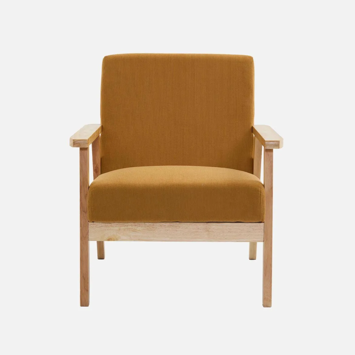 Poltrona scandinava in legno e velluto a coste