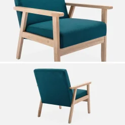 Poltrona scandinava in legno e tessuto
