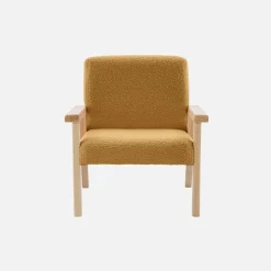 Poltrona scandinava per bambini in tessuto bouclé e legno di hevea