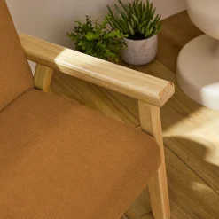 Poltrona scandinava per bambini in velluto a coste e legno di hevea