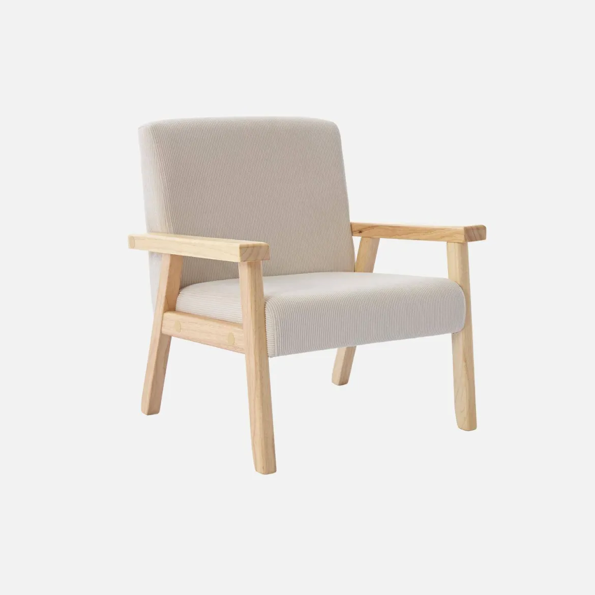 Poltrona scandinava per bambini in velluto a coste e legno di hevea