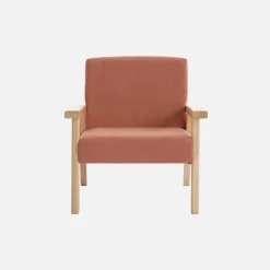 Poltrona scandinava per bambini in velluto a coste e legno di hevea