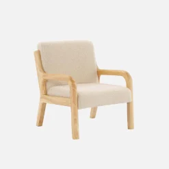 Poltrona scandinava per bambini in tessuto bouclé e legno