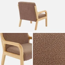 Poltrona scandinava per bambini in tessuto bouclé e legno