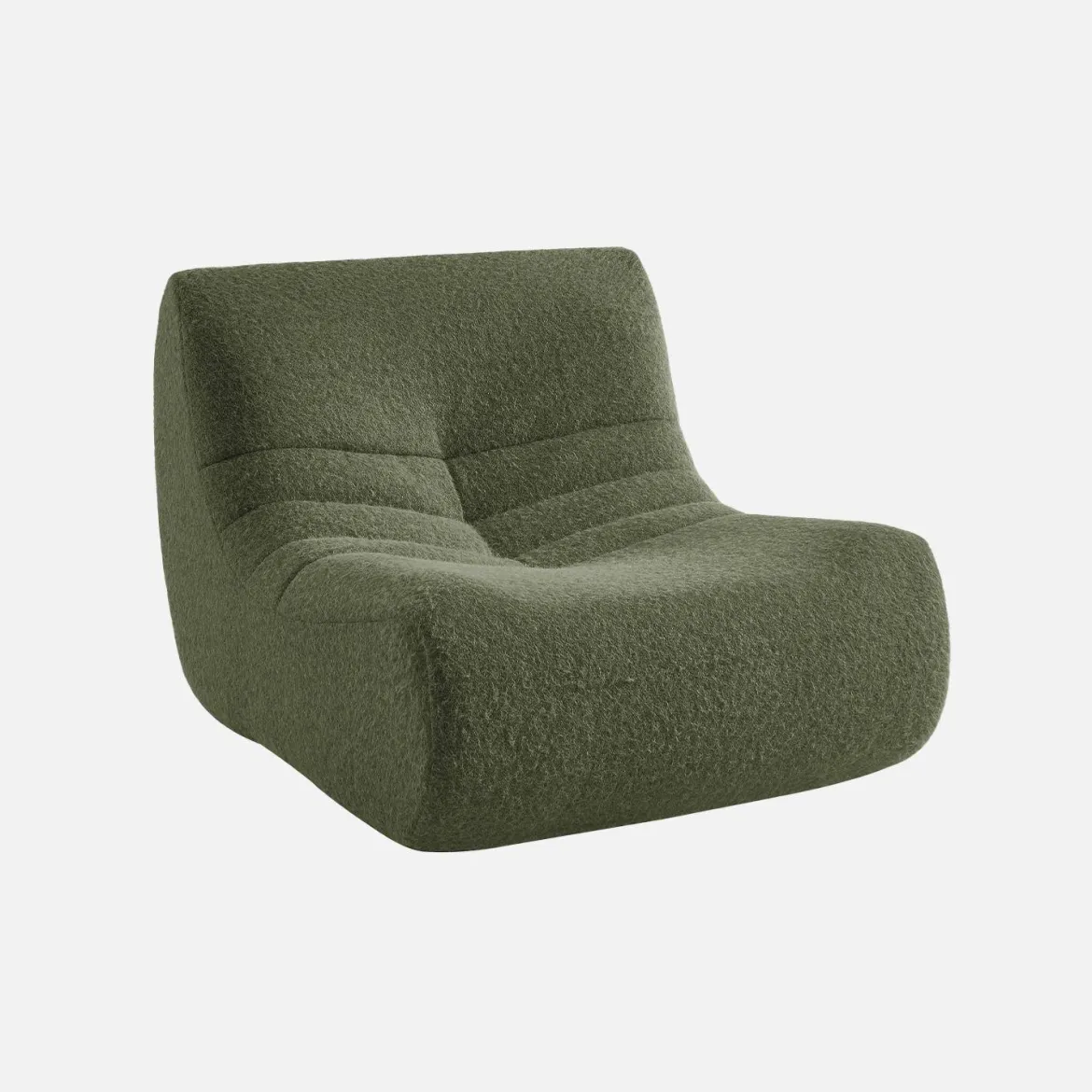 Poltrona senza braccioli in tessuto effetto alpaca