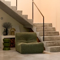 Poltrona senza braccioli in tessuto effetto alpaca