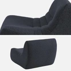 Poltrona senza braccioli in tessuto effetto alpaca