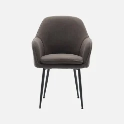 Poltrone in velluto a coste con gambe in metallo nero opaco, set di 4