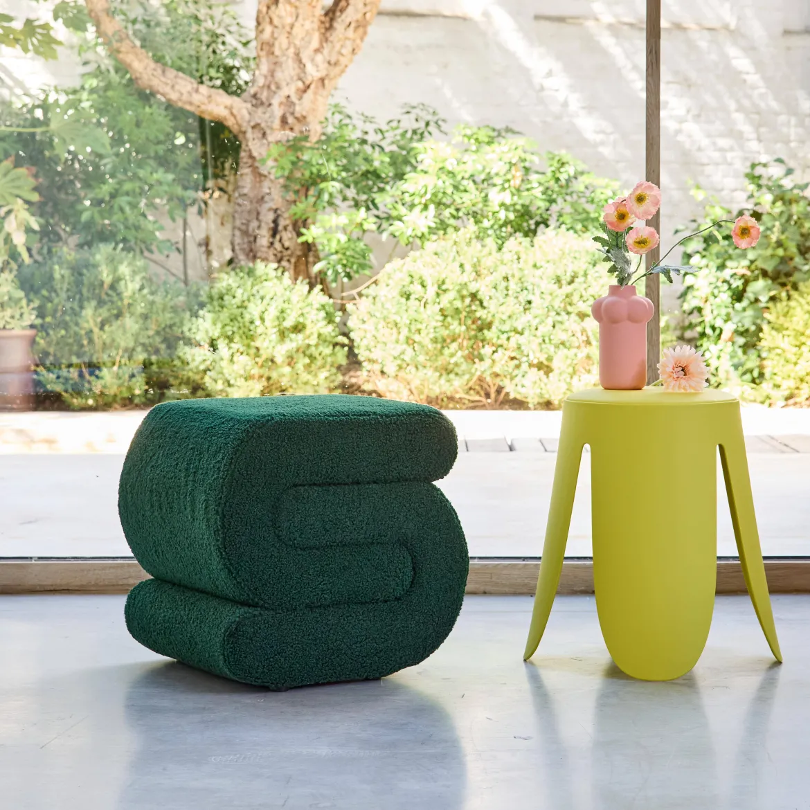 Pouf in bouclé