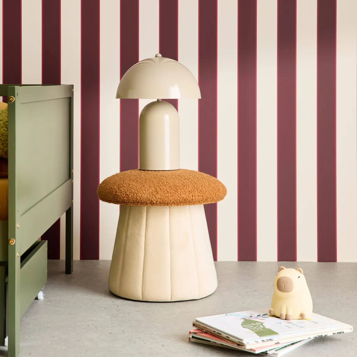 Pouf per bambini a fungo con contenitore