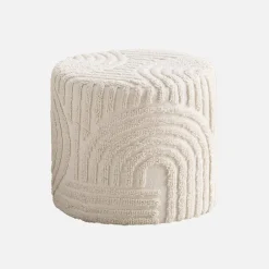 Pouf rotondo in bouclé testurizzato