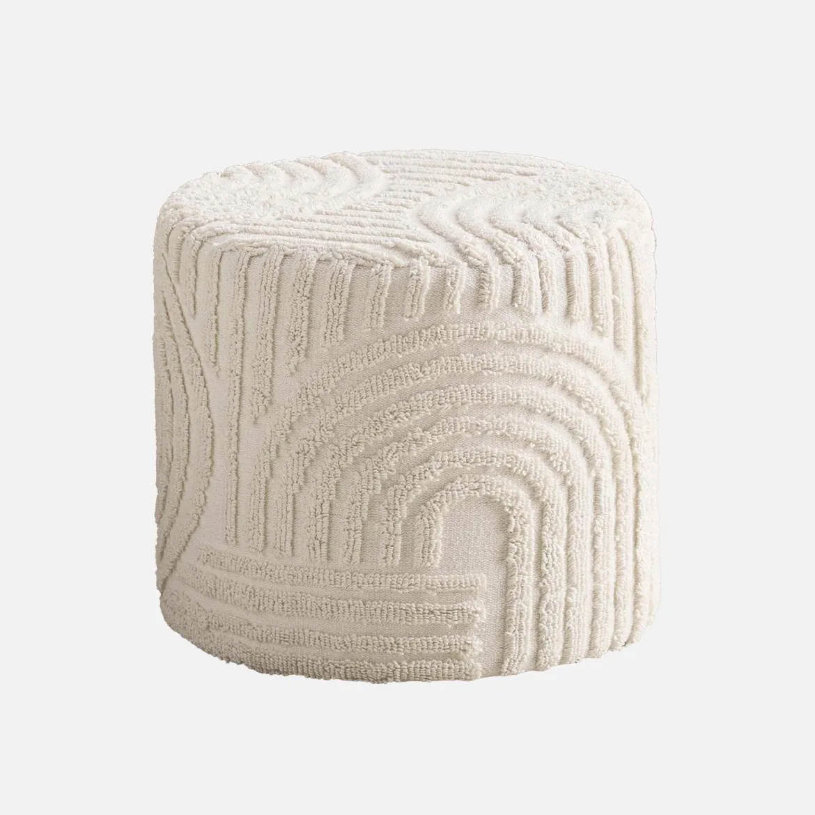 Pouf rotondo in bouclé testurizzato