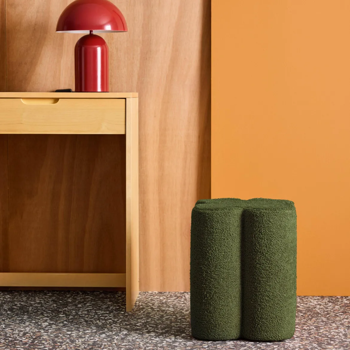 Pouf trifoglio in bouclé