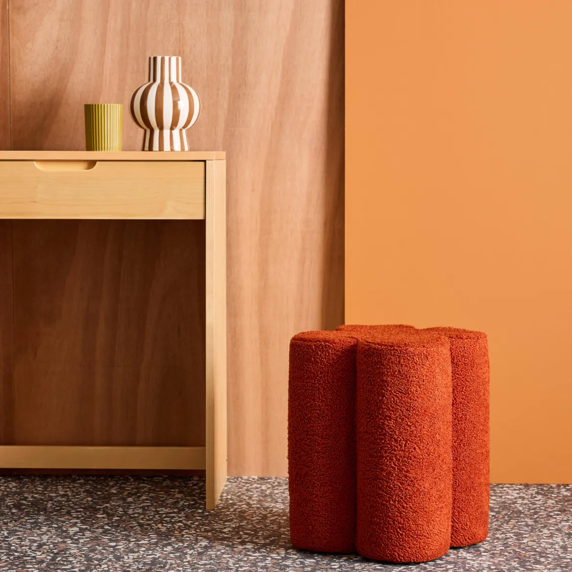 Pouf trifoglio in bouclé